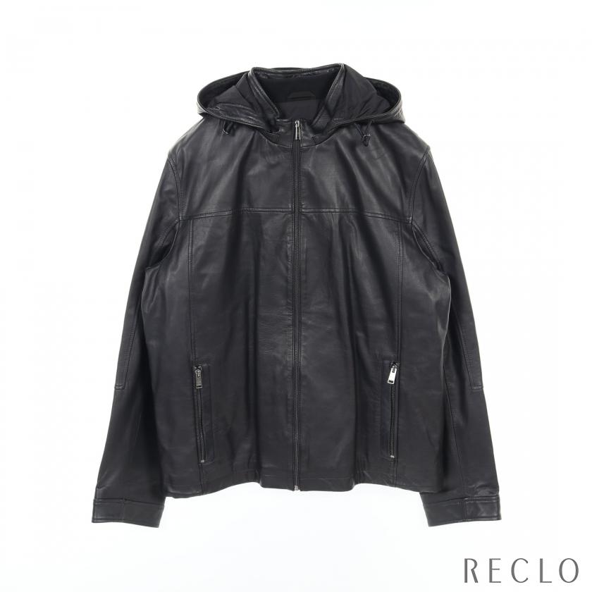 ヒューゴボス HUGO BOSS レザージャケット ラムレザー ダークネイビー 