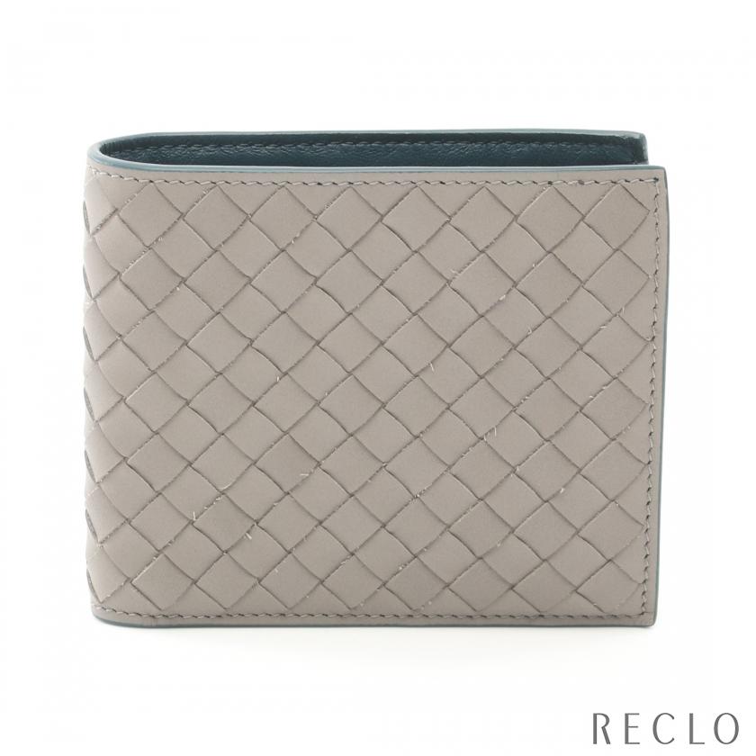 BOTTEGA VENETA 二つ折り財布 グレー レザー 【公式通販】