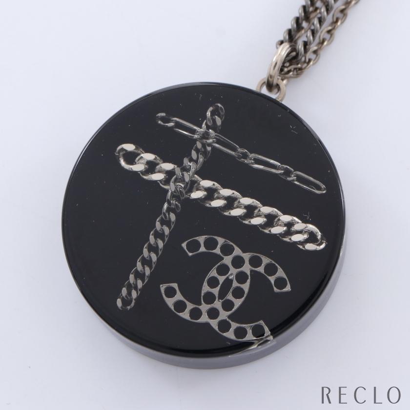 シャネル CHANEL ココマーク ネックレス シルバー ブラック 14B 