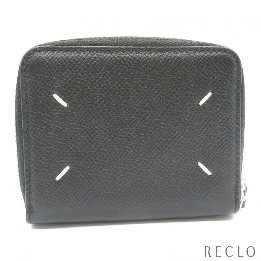 Maison Margiela ブラックレザー二つ折り財布 メゾンマルジェラ Maison Margiela 二つ折り財布 レザー ブラック ユニ