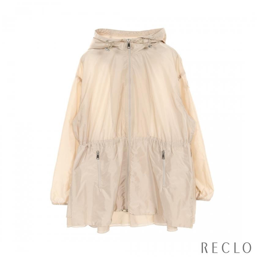 MONCLER フリル付きパーカー付きベージュコート
