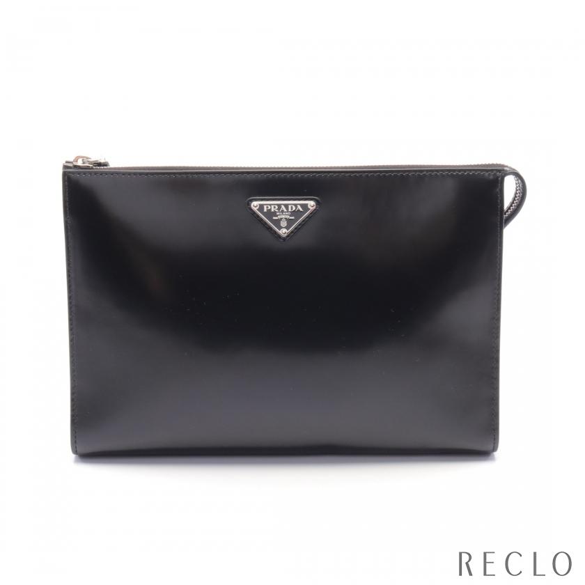 プラダ PRADA クラッチバッグ レザー ブラック 2VF030 レディース 中古  