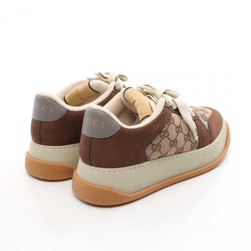 GUCCI グッチ GGキャンバス スニーカー キャンバス ヌバック ブラウン 