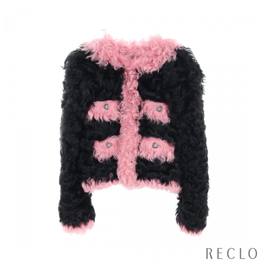 シャネル CHANEL ココマークボタン ファージャケット ノーカラー