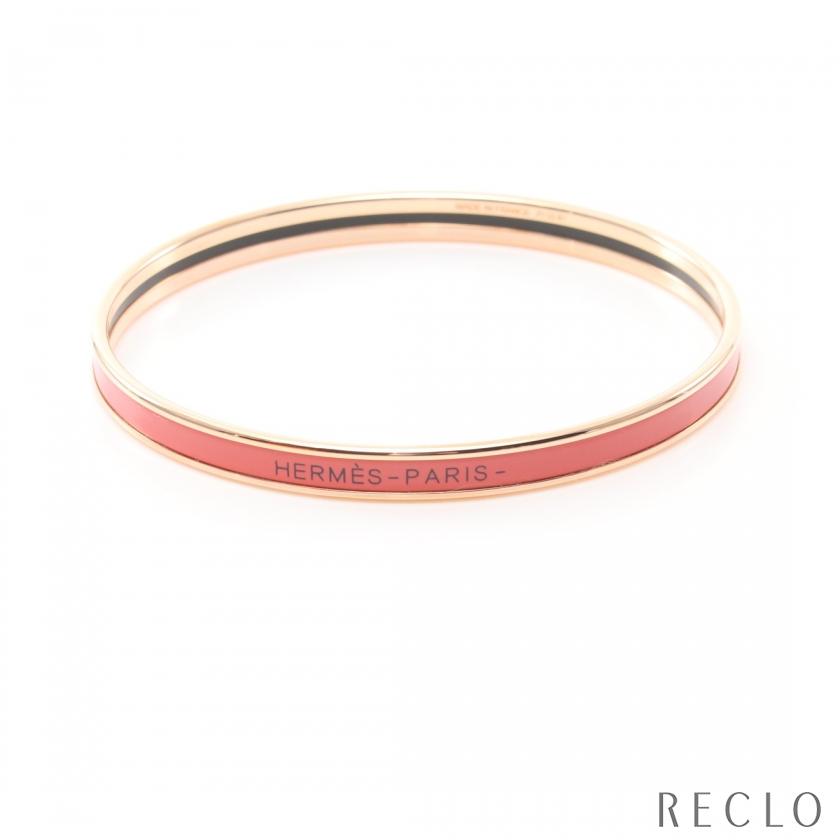 HERMES エルメス ユニ バングル GP エナメル ピンクゴールド コーラル