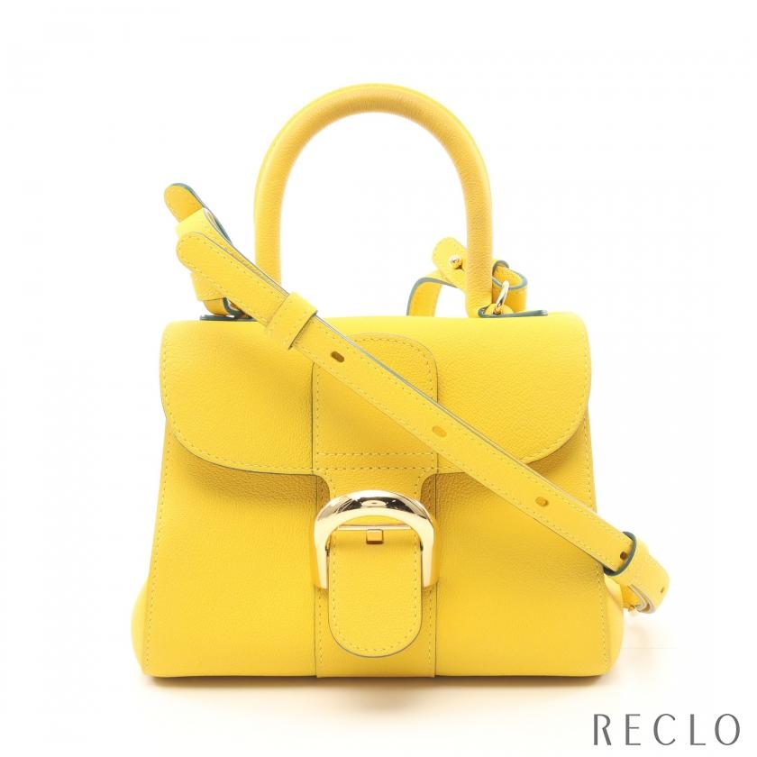 DELVAUX デルヴォー ブリヨン ミニ ハンドバッグ レザー イエロー 2WAY 