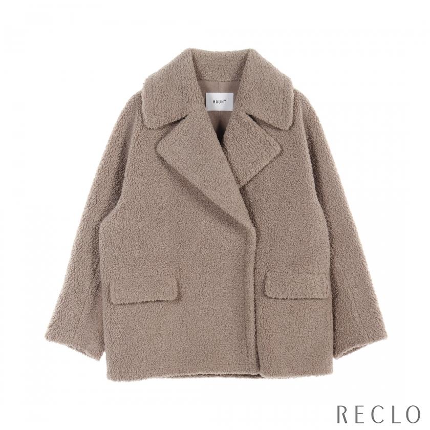 haunt ハウント ボア ショート コート グレーベージュ レディース 中古