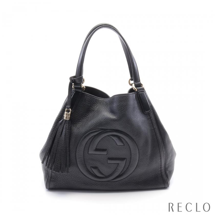 GUCCI グッチ ソーホー セラリウス インターロッキングG ハンドバッグ トートバッグ レザー ブラック 282309 レディース 中古 ...