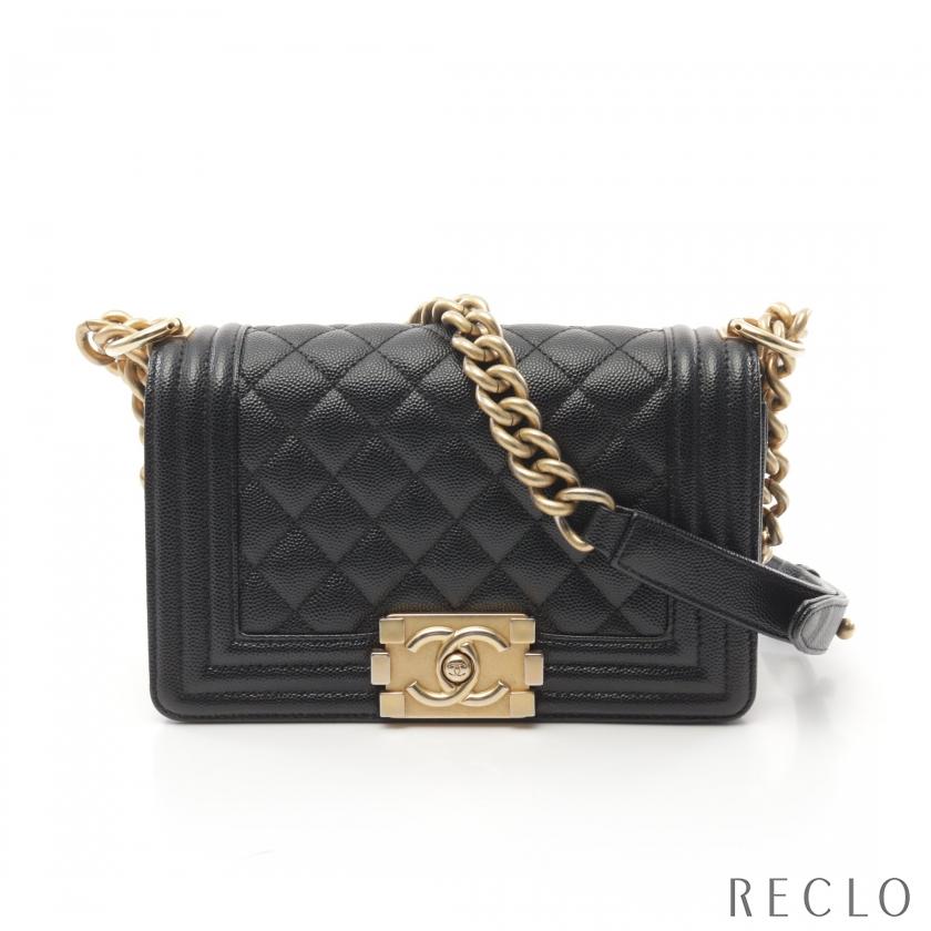 CHANEL ボーイシャネル Vステッチ キャビアスキンチェーンショルダーバッグ