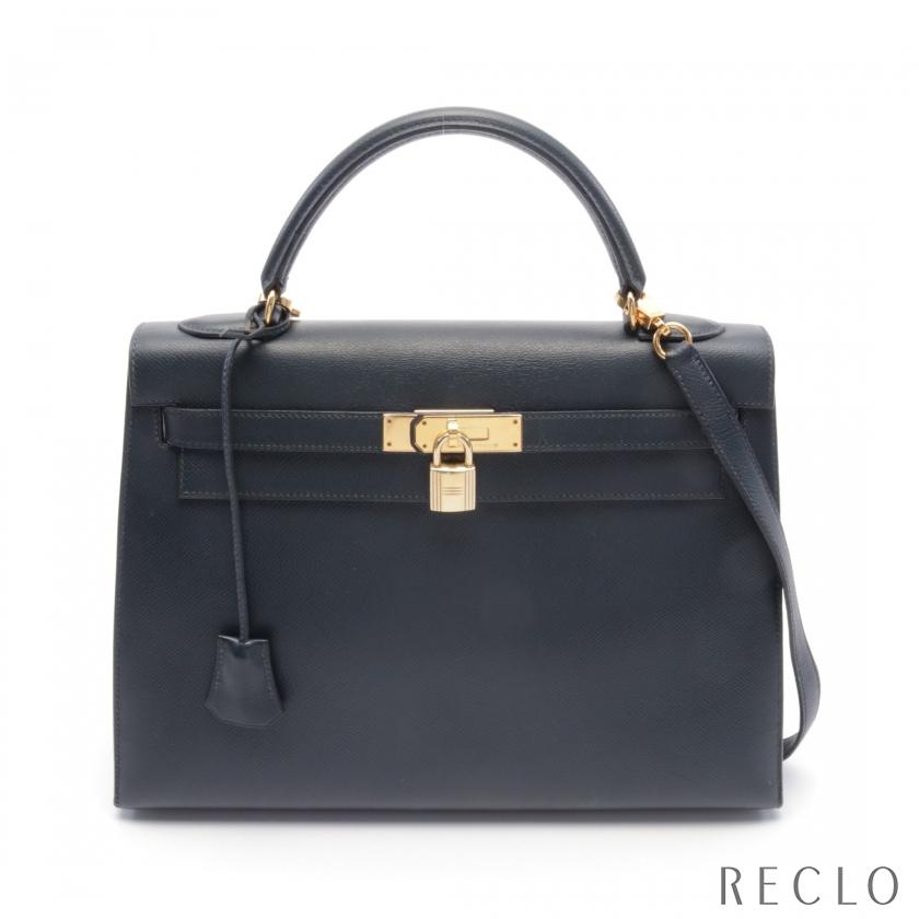 HERMES（エルメス） ケリー32 ハンドバッグ ヴォーエプソン ネイビー