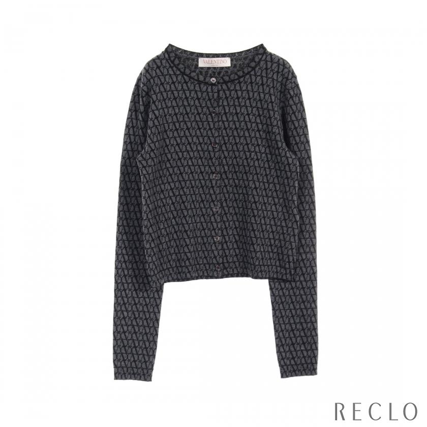 VALENTINO（ヴァレンティノ） カーディガン ロゴ総柄 ウール グレー