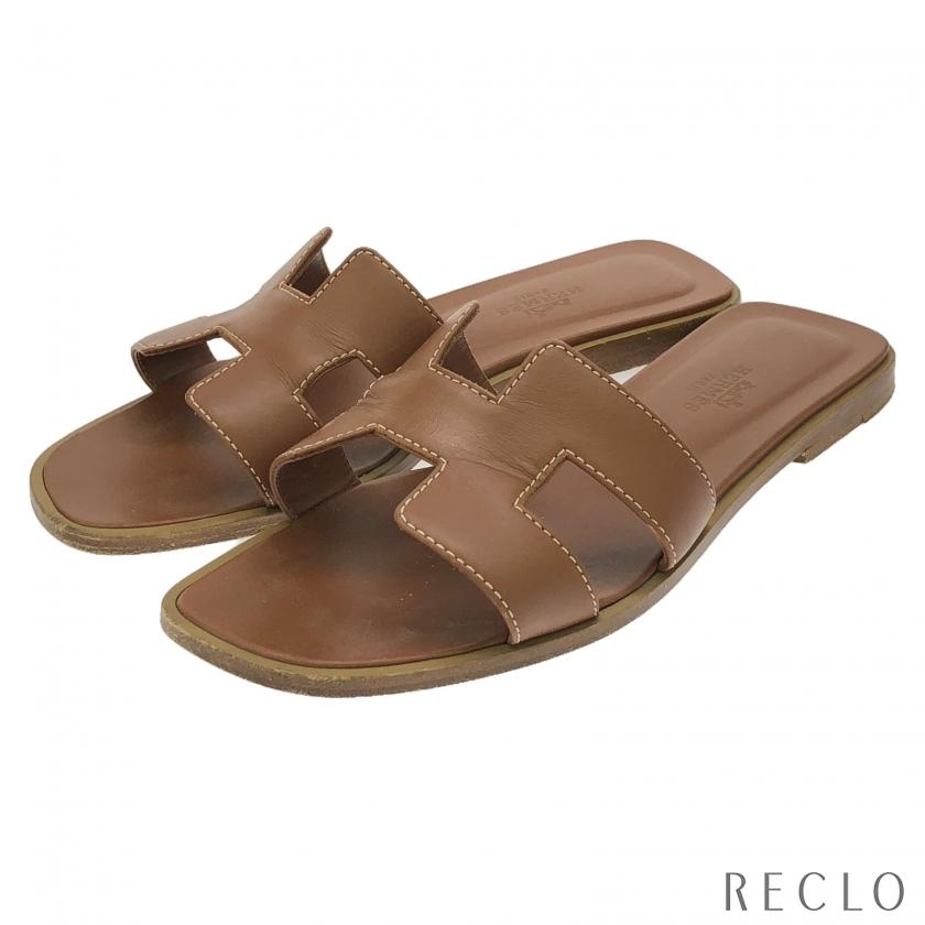 HERMES エルメス サンダル レザー ブラウン レディース 中古 : RECLO 