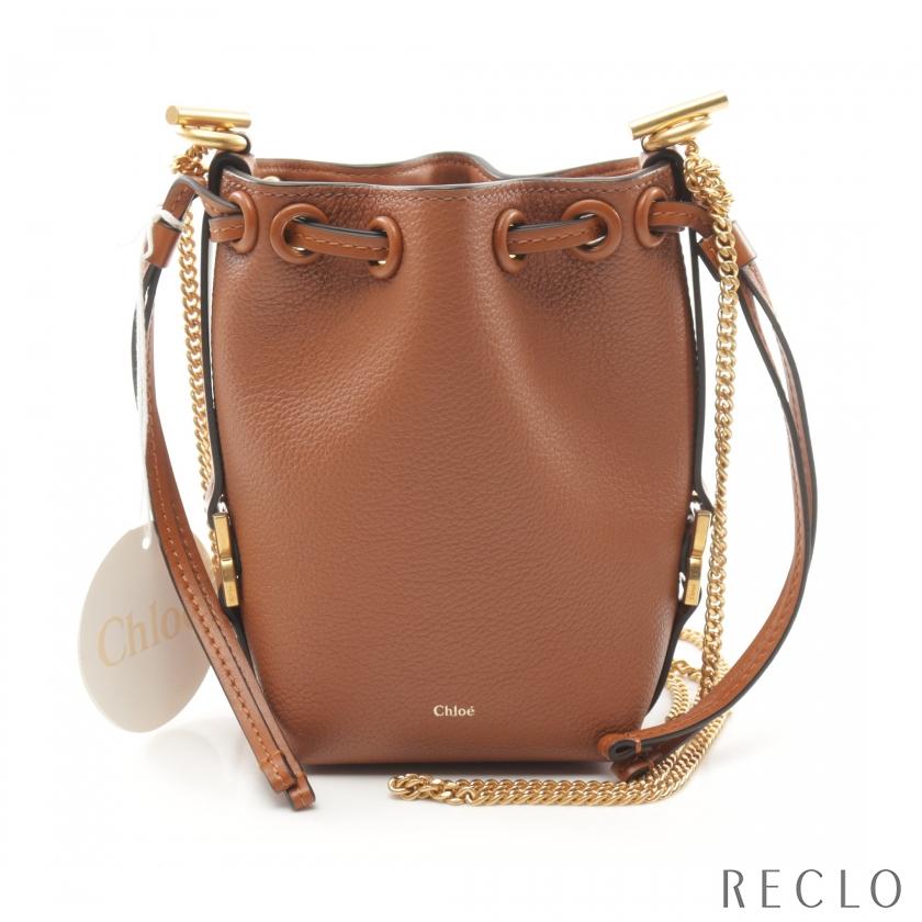 週末お値下げ❗新品未使用 Chloe クロエ マーシーカゴバッグ ブラウン Chloe（クロエ） マーシー マイクロ バケットバッグ チェーン