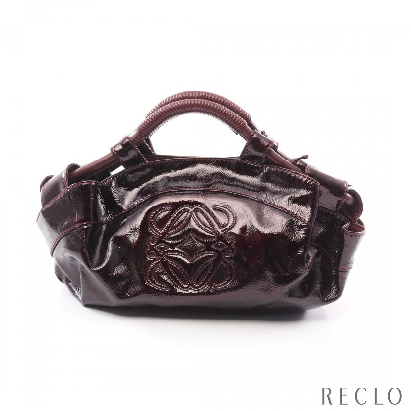 LOEWE ロエベ ナッパアイレ ハンドバッグ エナメルレザー ボルドー 