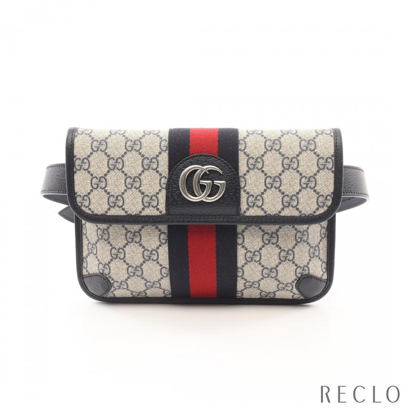 グッチ GUCCI オフィディア ベルトバッグ ウエストバッグ ボディバッグ バッグ PVCコーティングキャンバス レザー メンズ ベージュ系 / ネイビー系 / マルチカラー 674081 【中古】 GUCCI（グッチ） オフィディア ベルトバッグ ボディバッグ ウエスト