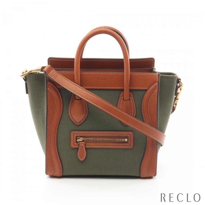 CELINE セリーヌ ラゲージ ナノ ショッパー ハンドバッグ キャンバス 