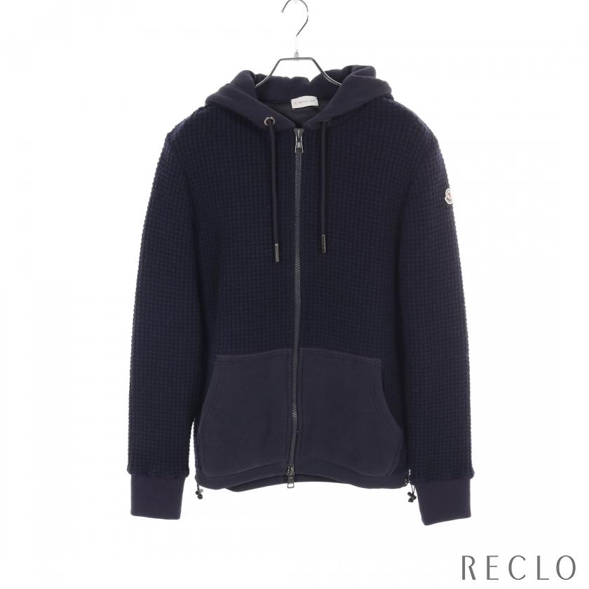 ［新品同様］モンクレール　ダウンパーカー　ダウンニット　ダークネイビー MONCLER モンクレール ニットパーカー ダウンジャケット ウール