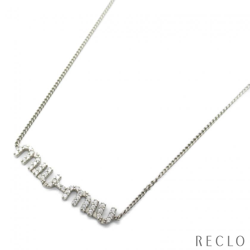 miu miu ミュウミュウシルバー ロゴネックレス