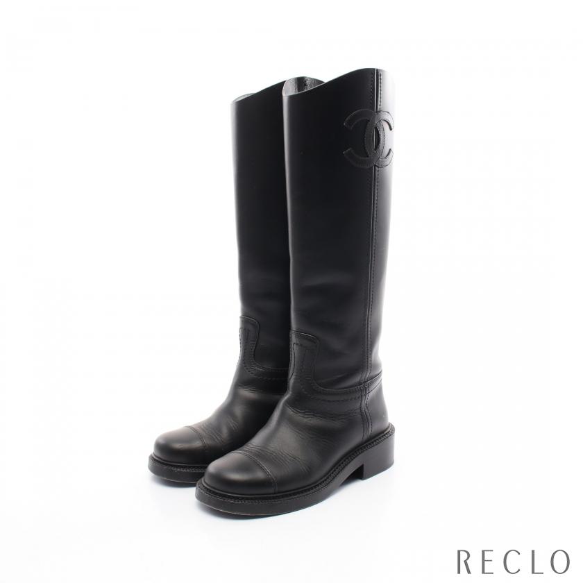 CHANEL（シャネル） ココマーク ロング ブーツ レザー ブラック G45433