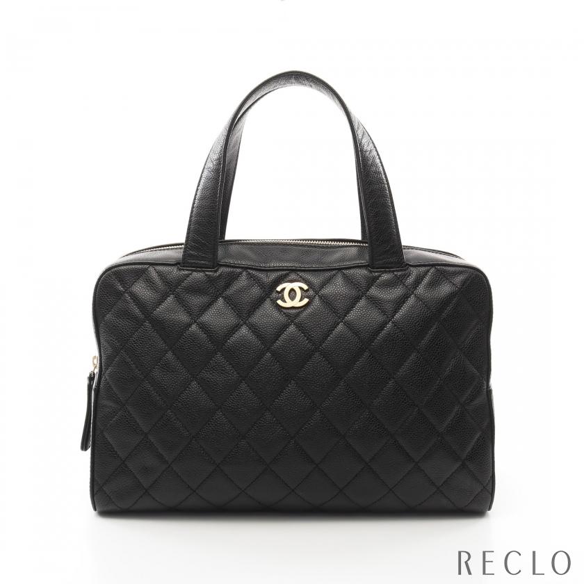 CHANEL シャネルキャビアスキンボストンバッグマトラッセゴールド金具