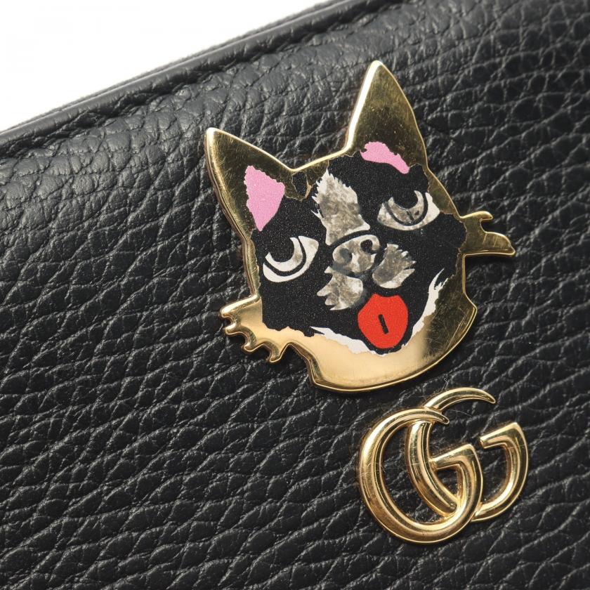 GUCCI グッチ GGマーモント ボスコ ラウンドファスナー長財布 レザー  