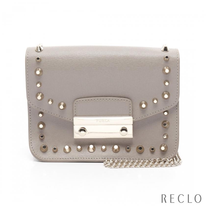 FURLA フルラ JULIA ジュリア チェーンショルダーバッグ レザー グレー  