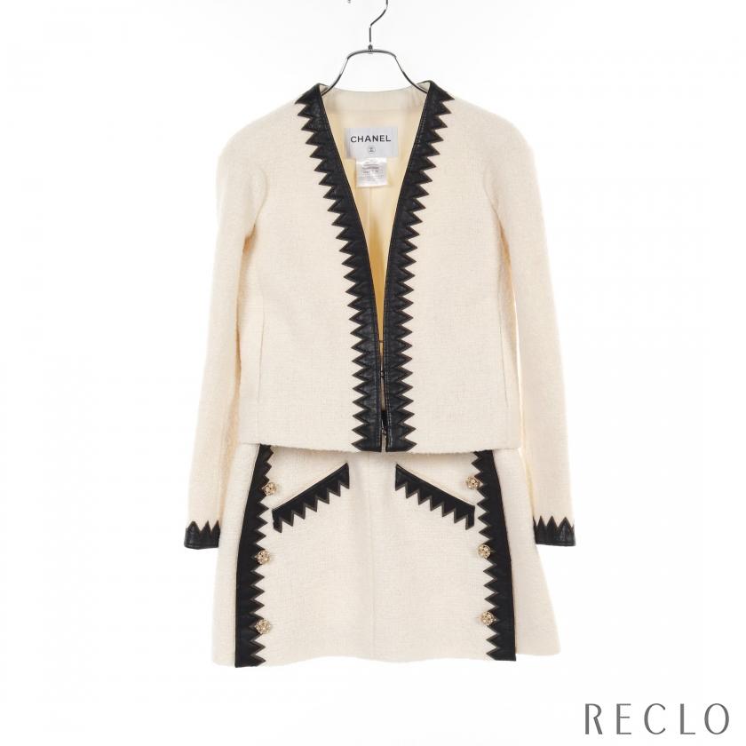 CHANEL シャネル パールボタン ノーカラージャケット セットアップ  