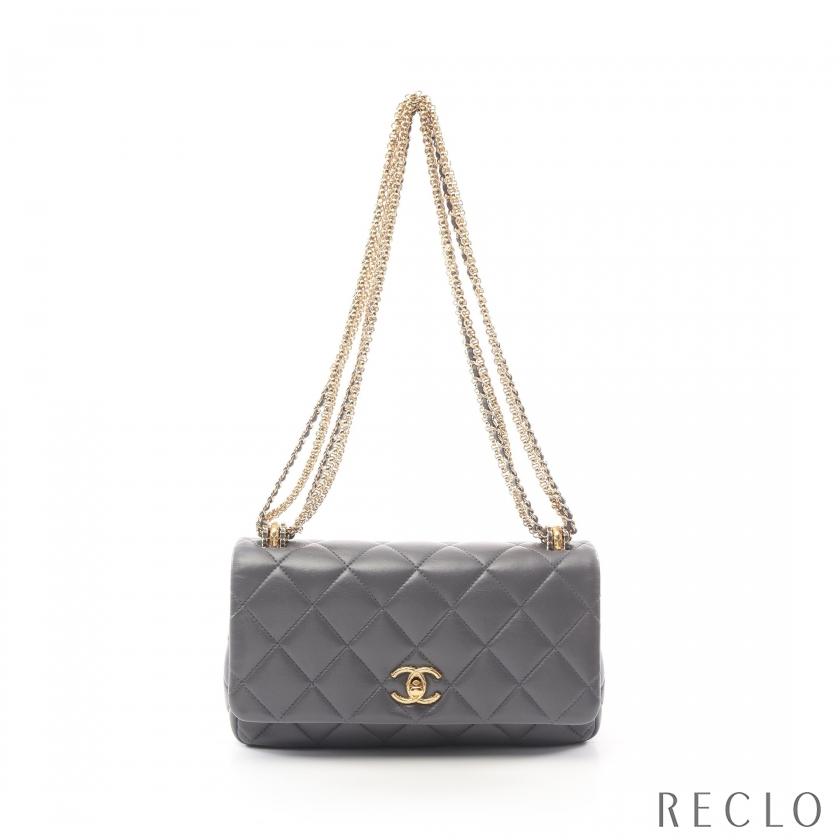CHANEL シャネル ラムスキン マトラッセ ショルダーバッグ グレー CHANEL シャネル マトラッセ チェーンショルダーバッグ