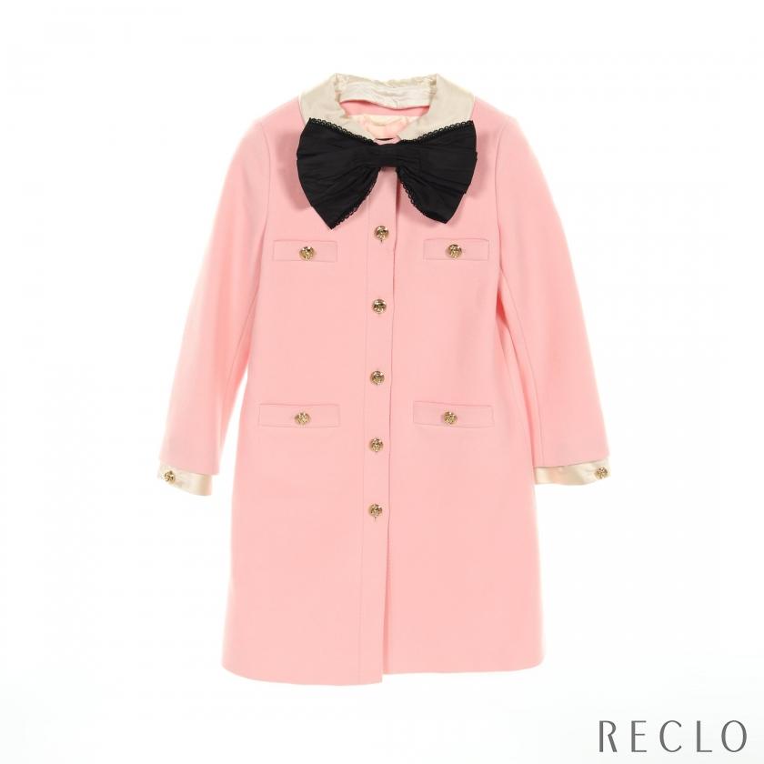 最終価格　新品未使用　GUCCI ピンク コート　キッズ　 12歳　女の子 GUCCI（グッチ） GUCCI WOOL REMOVABLE BOW CUFFS COLLAR COAT コート