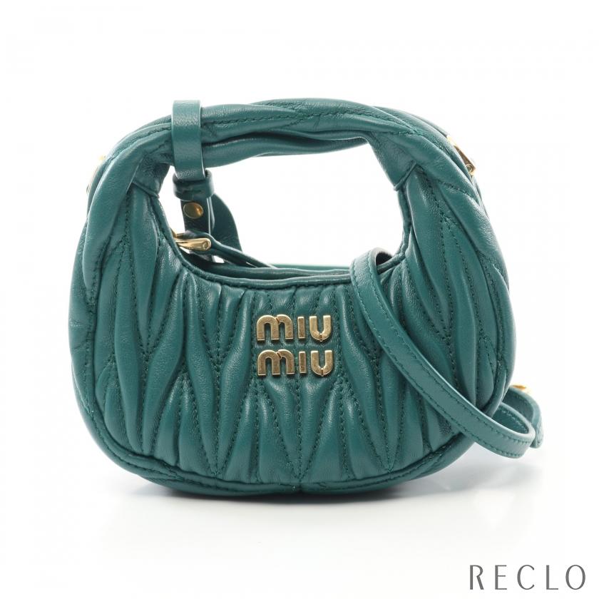 miu miu ミュウミュウ マテラッセ レザーダークグリーン