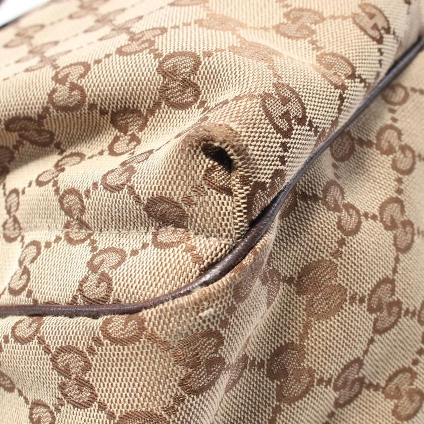 グッチ GUCCI シェリーライン GGキャンバス トートバッグ バッグ キャンバス レザー レディース ベージュ系 / ブラウン系 161836 【中古】 GUCCI（グッチ） シェリーライン GGキャンバス ハンドバッグ トート