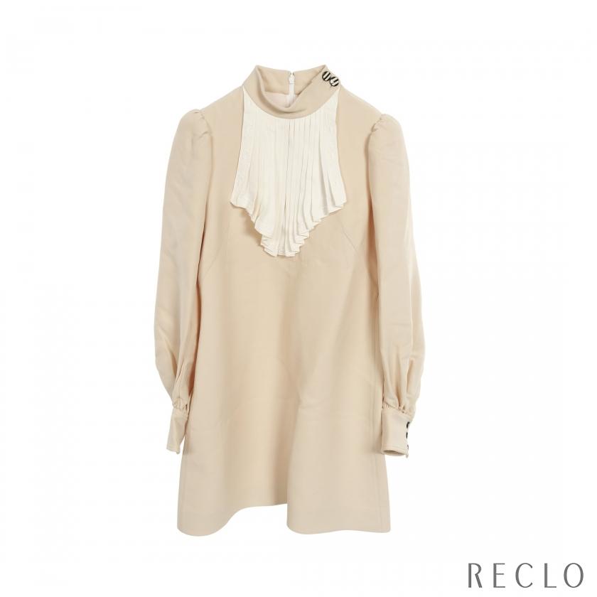 LOUIS VUITTON (ルイヴィトン) シルク混ウールワンピース LOUIS VUITTON（ルイ・ヴィトン） ワンピース シルク ウール ベージュ