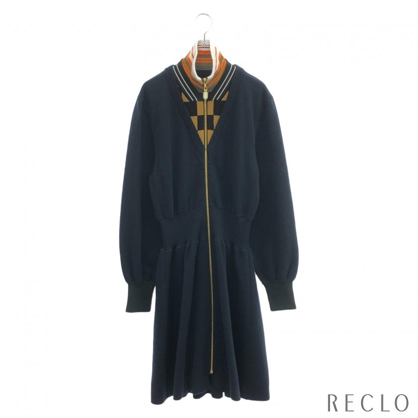 ルイ・ヴィトン LOUIS VUITTON ニットワンピース ワンピース 衣料品 トップス ウール レディース ネイビー系 【中古】 LOUIS VUITTON（ルイ・ヴィトン） ニットワンピース ワンピース ウール