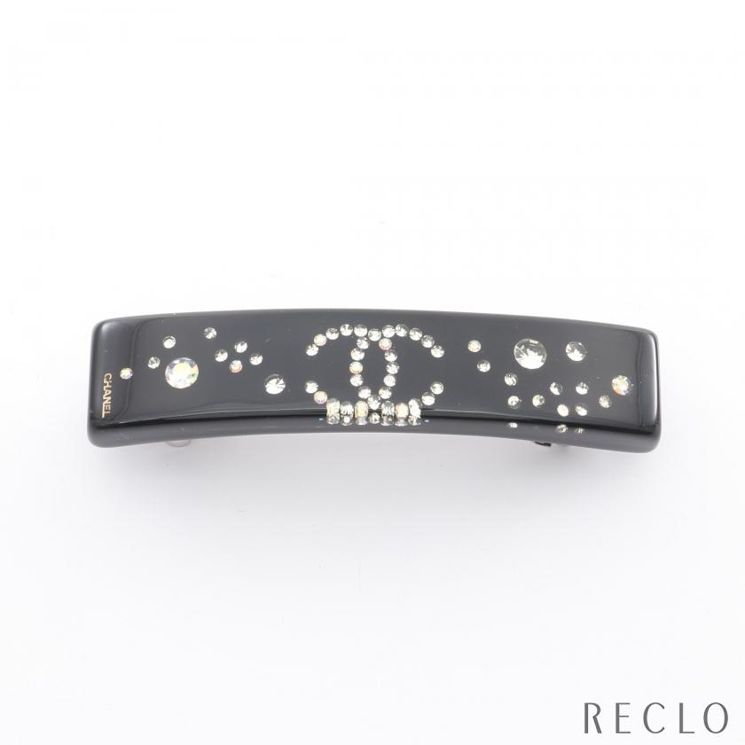 CHANEL シャネル ココマーク バレッタ ラインストーン ブラック クリア  