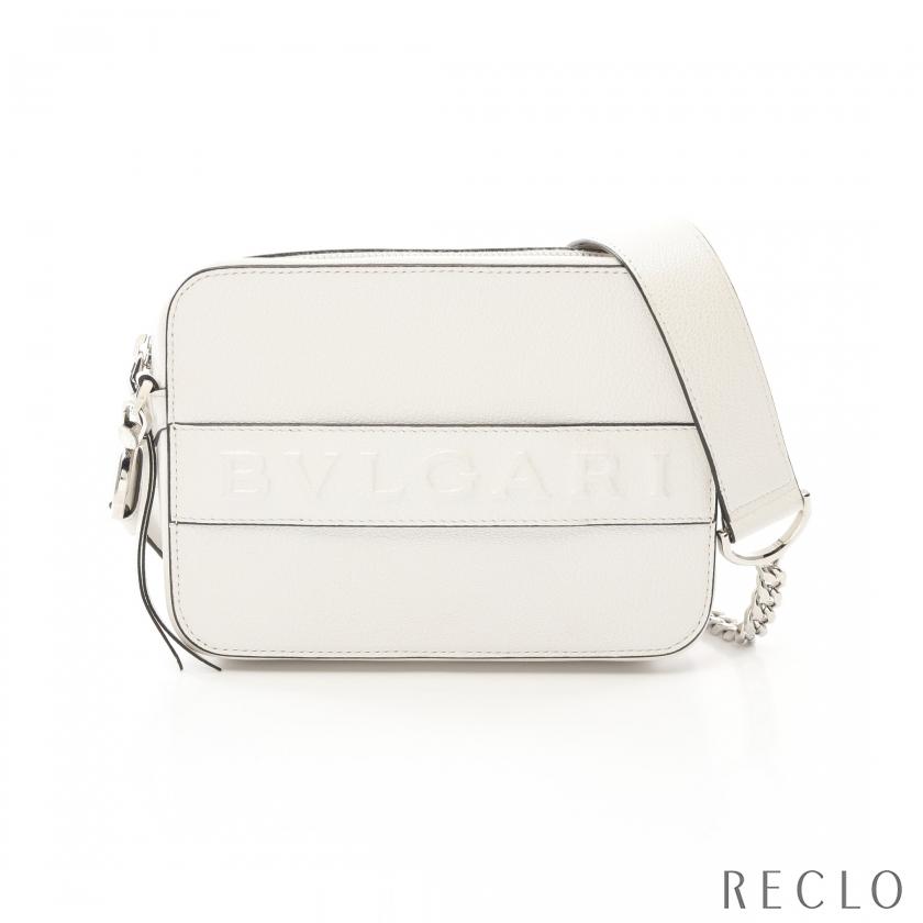 BVLGARI】ブルガリ ホワイト ロゴ入り ショルダーバッグ