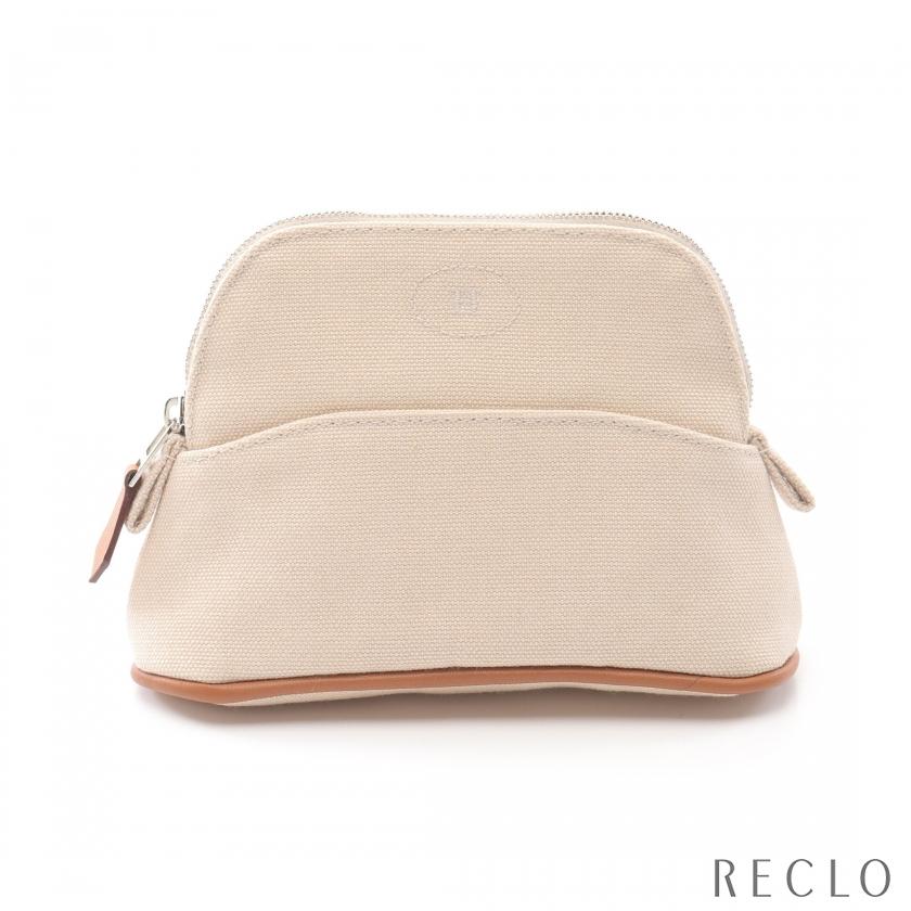 エルメス HERMES ボリードポーチ15 ミニミニ ポーチ バッグ キャンバス レザー レディース ベージュ系 / ブラウン系 【中古】 HERMES（エルメス） ボリードポーチ15 ミニミニ ポーチ キャンバス