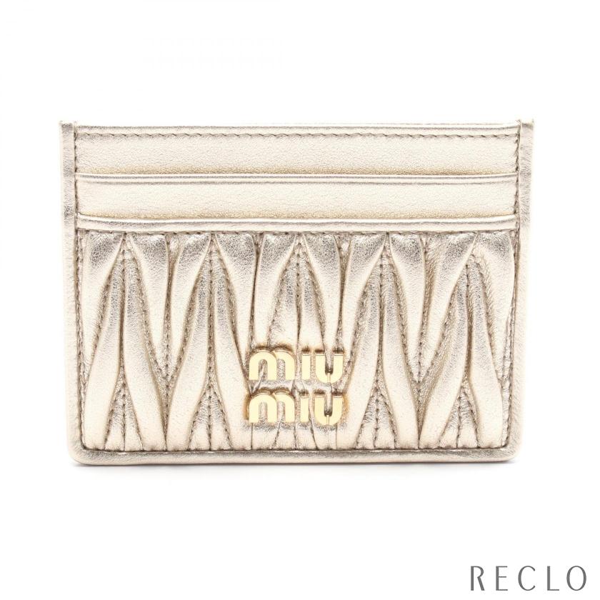 miu ミュウミュウ MATELASSE マテラッセ カードケース レザー ゴールド  