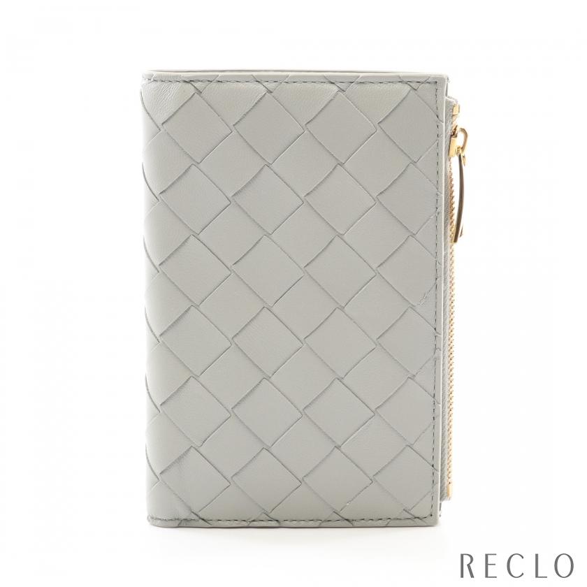 ボッテガヴェネタ BOTTEGA VENETA イントレチャート 二つ折り財布 財布 レザー レディース グレー系 749940VCPP21556 【新品】 BOTTEGA VENETA（ボッテガ・ヴェネタ） イントレチャート 二つ折り財布