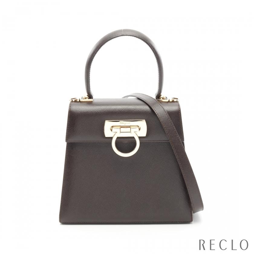 サルヴァトーレフェラガモ Salvatore Ferragamo ガンチーニ ハンドバッグ バッグ レザー レディース ブラック系 21 2193 【中古】 FERRAGAMO（フェラガモ） サルヴァトーレフェラガモ Salvatore