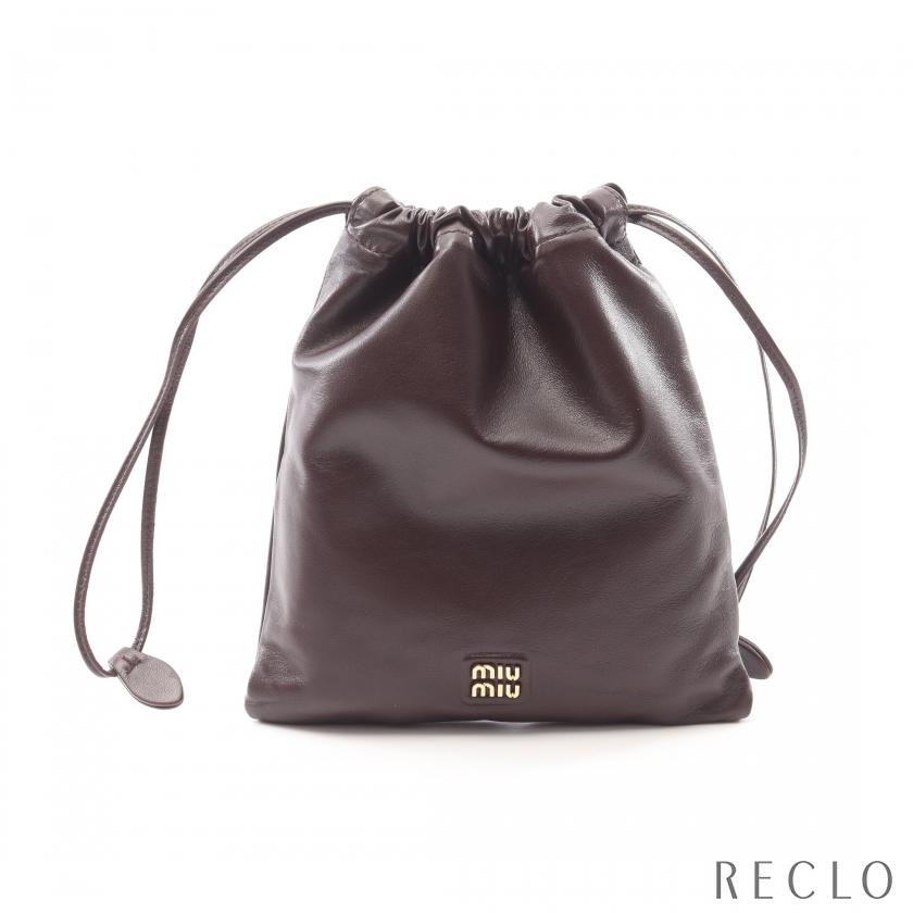 miumiu ミュウミュウ ナッパレザー ダッチェス ポーチ 巾着 バッグ miumiu ミュウミュウ ナッパレザー ダッチェス ポーチ 巾着 バッグ