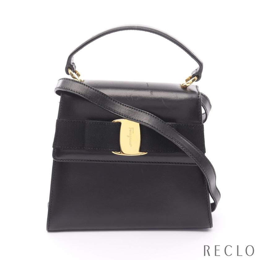 【美品】フェラガモ ハンドバッグ ヴァラリボン レザー FERRAGAMO（フェラガモ） サルヴァトーレフェラガモ Salvatore