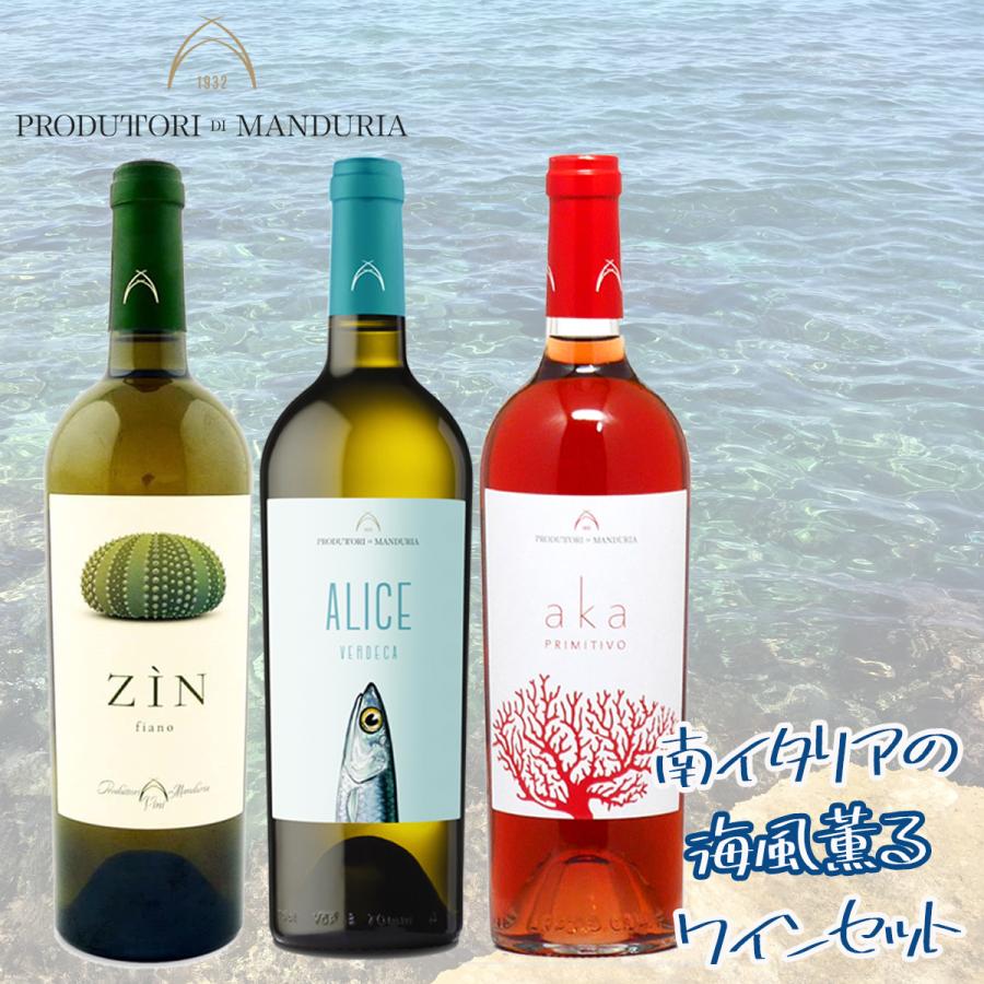南イタリアの海風薫るワイン3本セット 送料無料 750mlx3 イタリア 魚