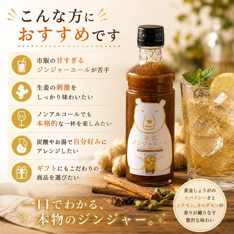 ジンジャーエール ドリンクサーバー用シロップ 本気ジンジャエール 300ml 希釈用 シロップ 黄金しょうが シナモン