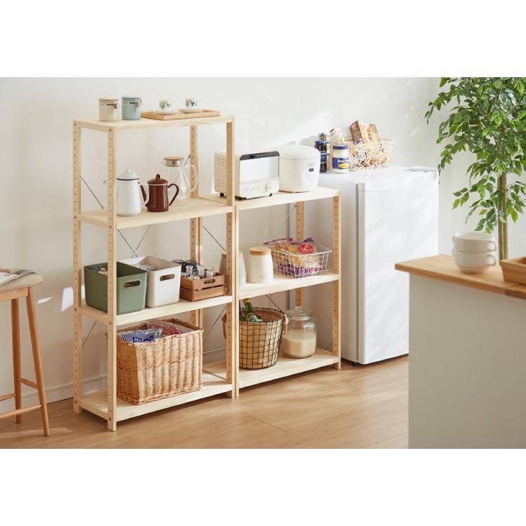 天然木　棚 天然木 パインラック 4段 幅82 オープンラック 三段 おしゃれ