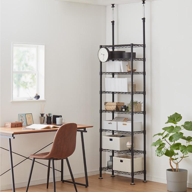 ネーロ 突っ張りラック スチールラック 幅60 奥行き30 8段 オープン