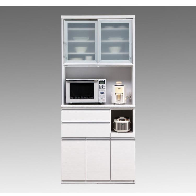 【現地引き渡し】モイス　キッチンボード　食器棚　レンジ台 食器棚 キッチンボード 幅90 奥行48 高さ203 完成品 国産 モイス加工