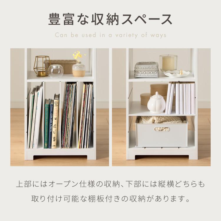 日本製 3way サイドテーブル 幅50cm レコードプレーヤー置けるレコード
