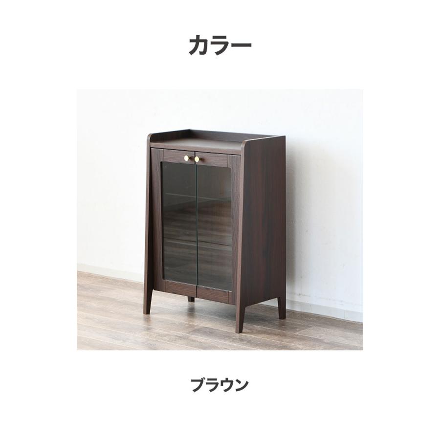 キャビネット ガラス扉 完成品 脚付き 幅約60cm スリム リビングボード