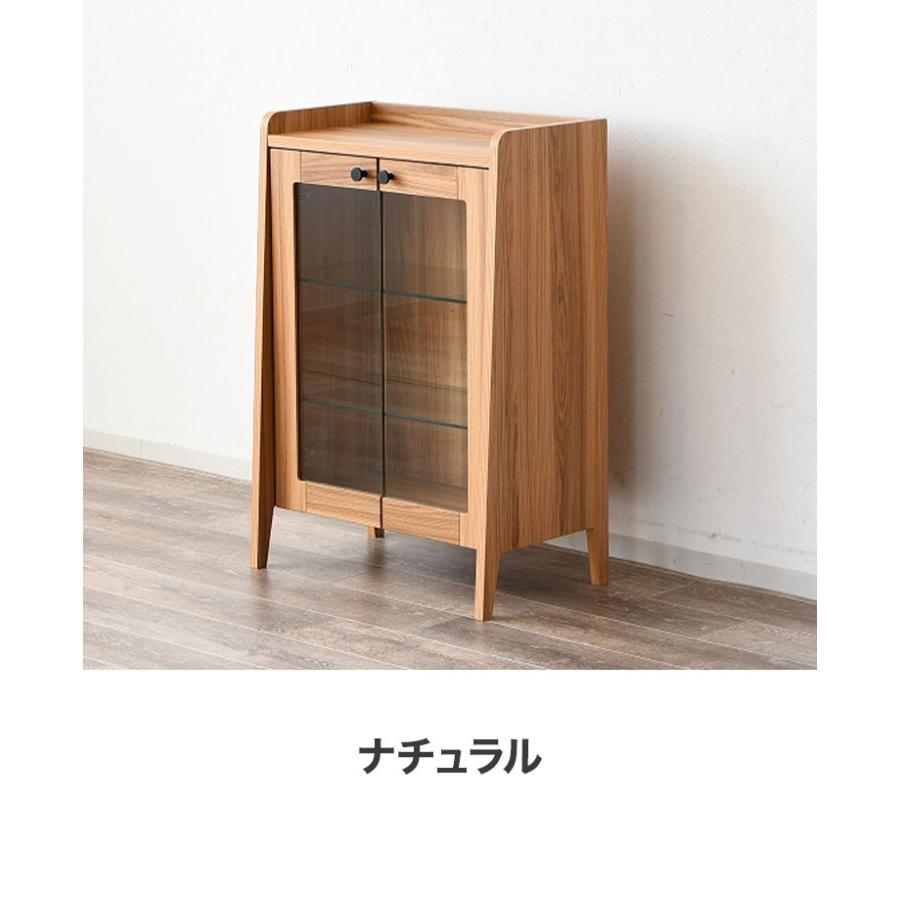 脚付き ガラス扉 キャビネット 茶 ライトブラウン 棚 収納棚 サイドボード キャビネット ガラス扉 完成品 脚付き 幅約60cm スリム リビングボード