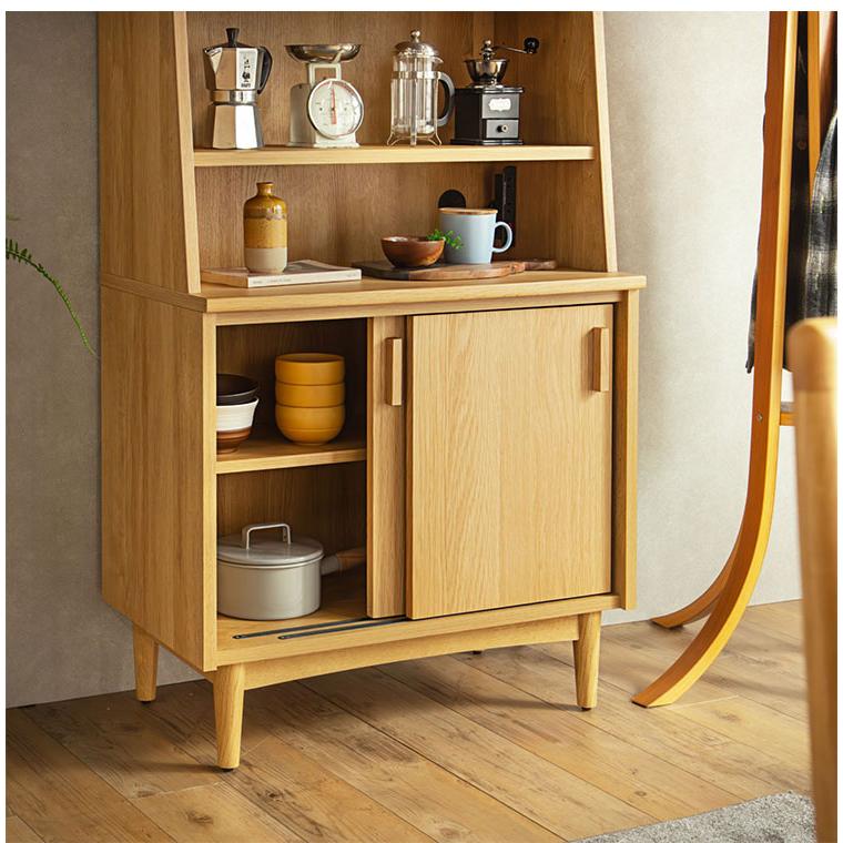 キャビネット オープンタイプ 幅75cm 大川家具 棚 サイドキャビネット